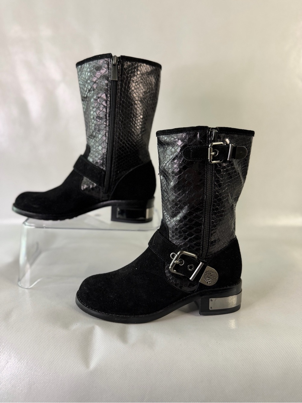Vince Camuto Witty2 Black Leather Moto Boots – Size 6